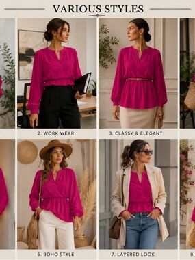 Express Hot Pink Split-Neck Long-Sleeve Tunic